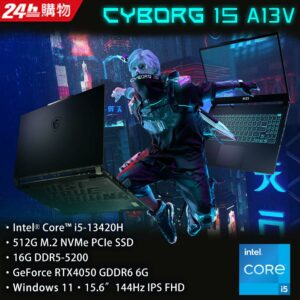 MSI微星 Cyborg 15 A13VE-650TW(i5-13420H/16G/RTX4050-6G/512G SSD/W11/FHD/144Hz/15.6)筆電msi收購
